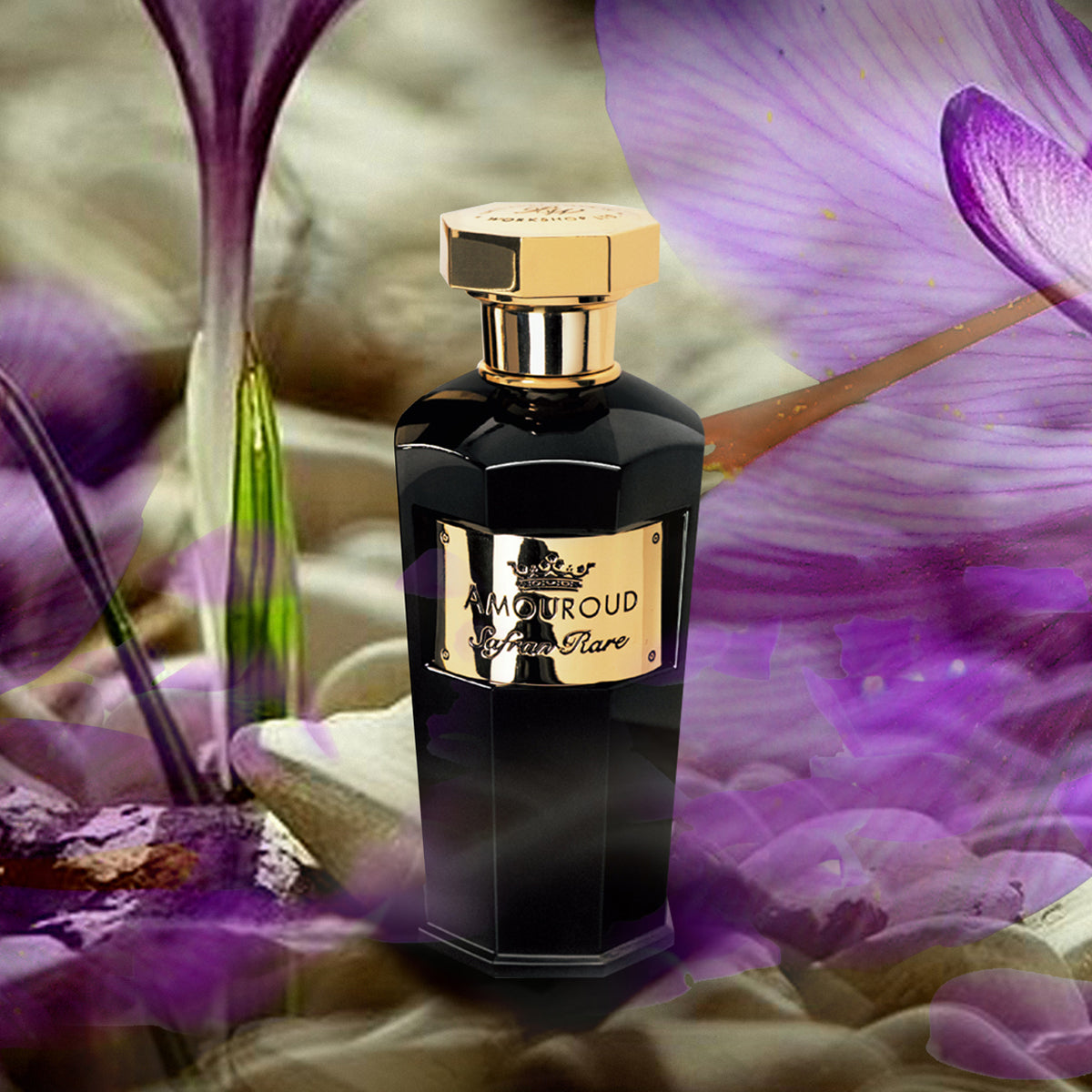 Zohoor Alreef の Safran OUD 香水 100ml Safran_Rare_Bottle_Background_